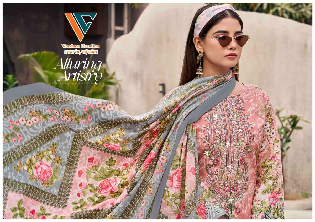 Vandana Fashion Nagina Vol 12 Cotton Embroidery Dress Material - Amrah Wholesale