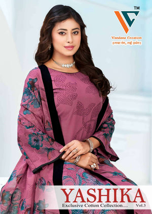 Vandana Creation Yashika Vol 3 Swarovski Cotton Dress Material