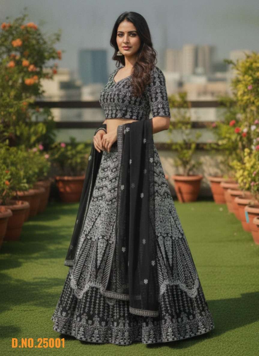 Varni Fabrics Zeeya Rooh Faux Georgette Embroidered Lehenga - Amrah Wholesale