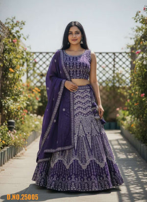 Varni Fabrics Zeeya Rooh Faux Georgette Embroidered Lehenga - Amrah Wholesale