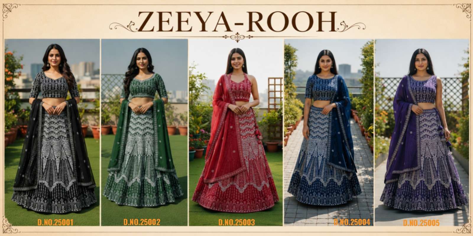 Varni Fabrics Zeeya Rooh Faux Georgette Embroidered Lehenga - Amrah Wholesale