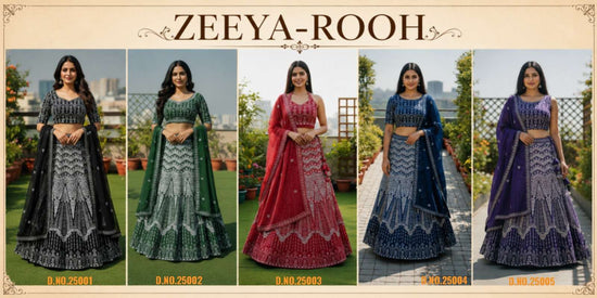 Varni Fabrics Zeeya Rooh Faux Georgette Embroidered Lehenga - Amrah Wholesale
