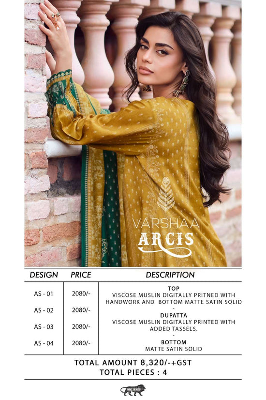 Varsha Arcis Viscose Muslin Dress Material - Amrah Wholesale