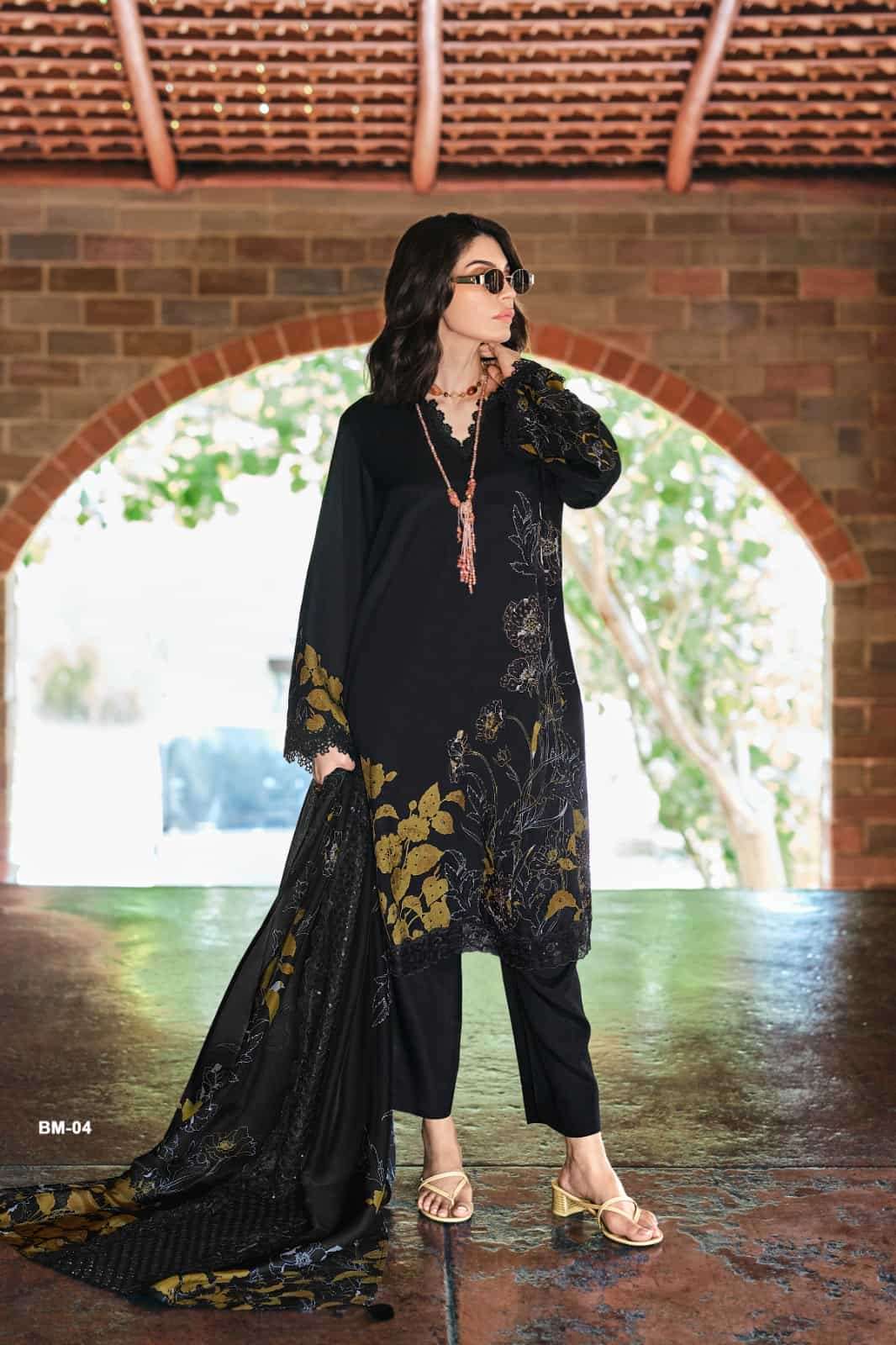 Varsha Black Majestic Premium Pashmina Dress Material