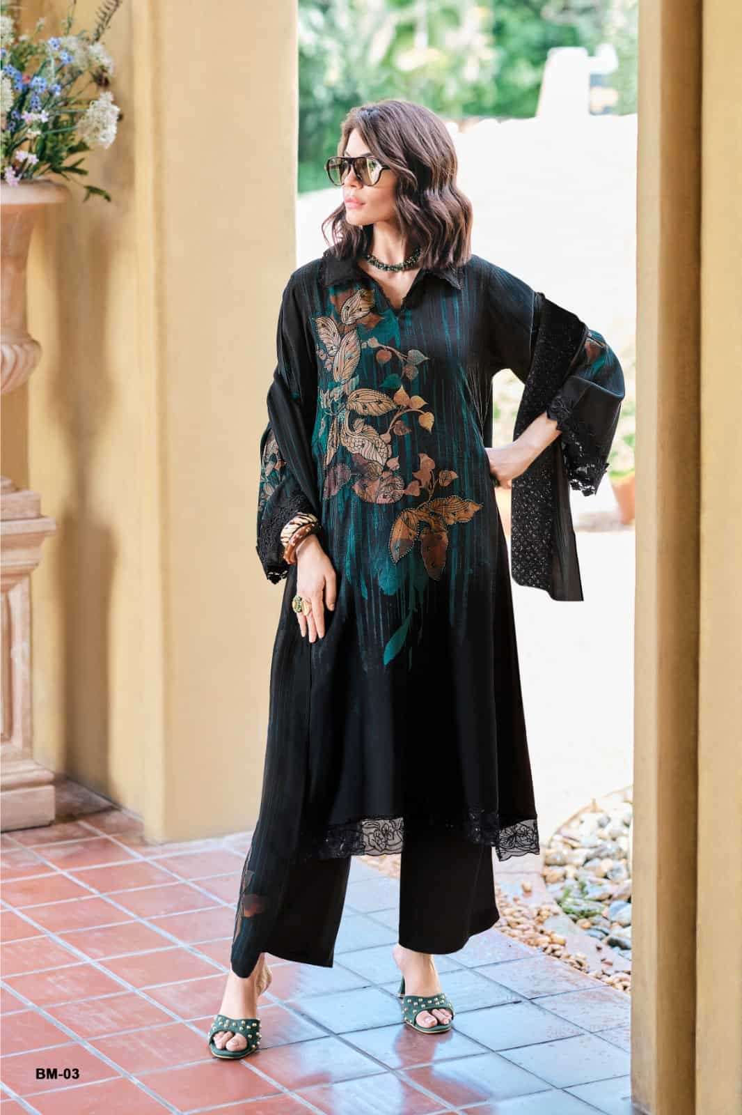 Varsha Black Majestic Premium Pashmina Dress Material