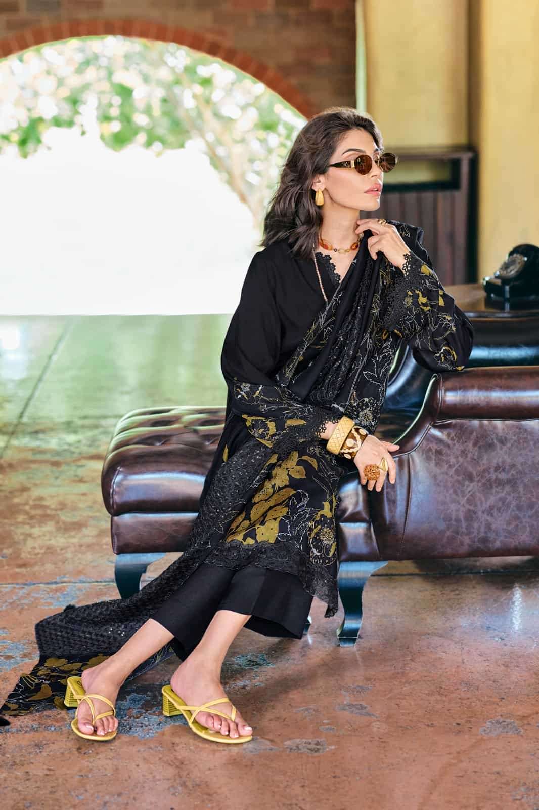 Varsha Black Majestic Premium Pashmina Dress Material