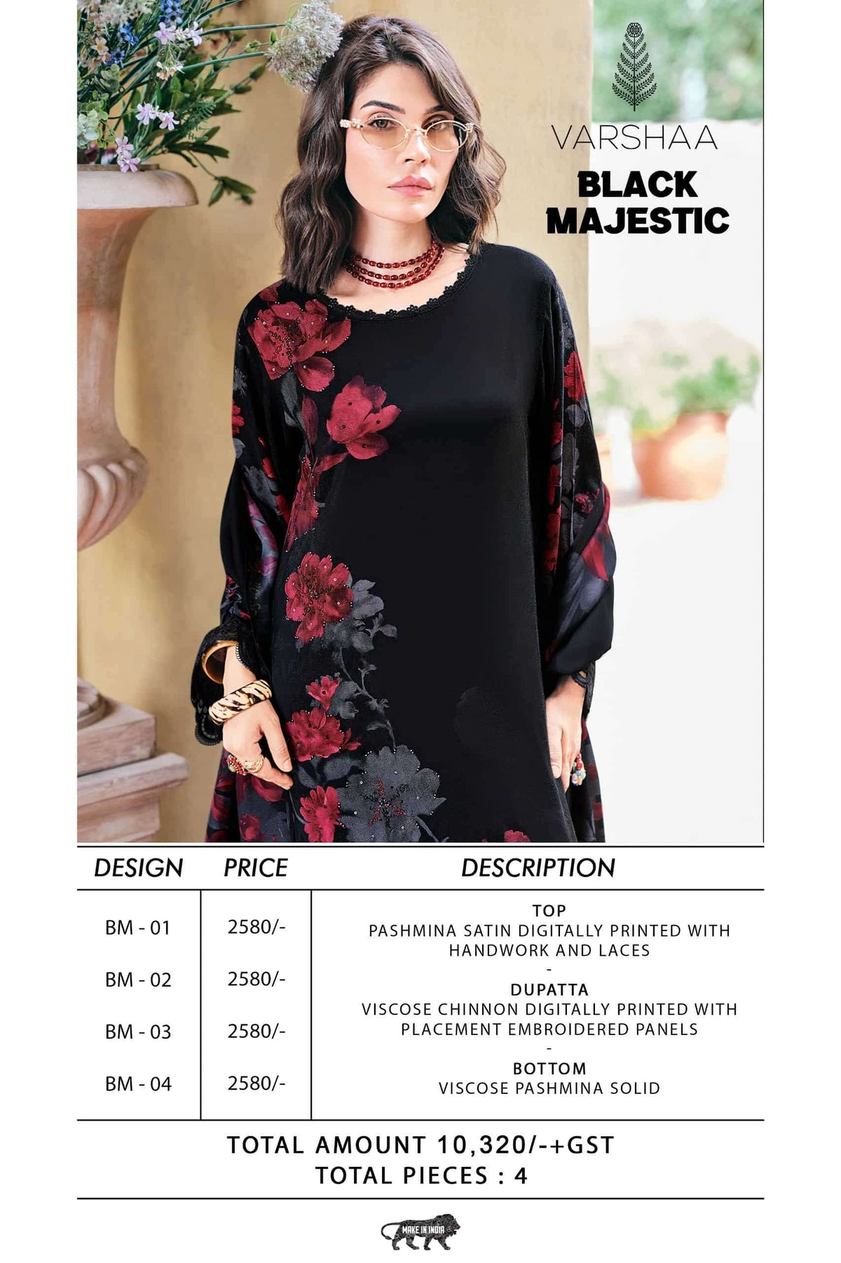 Varsha Black Majestic Premium Pashmina Dress Material