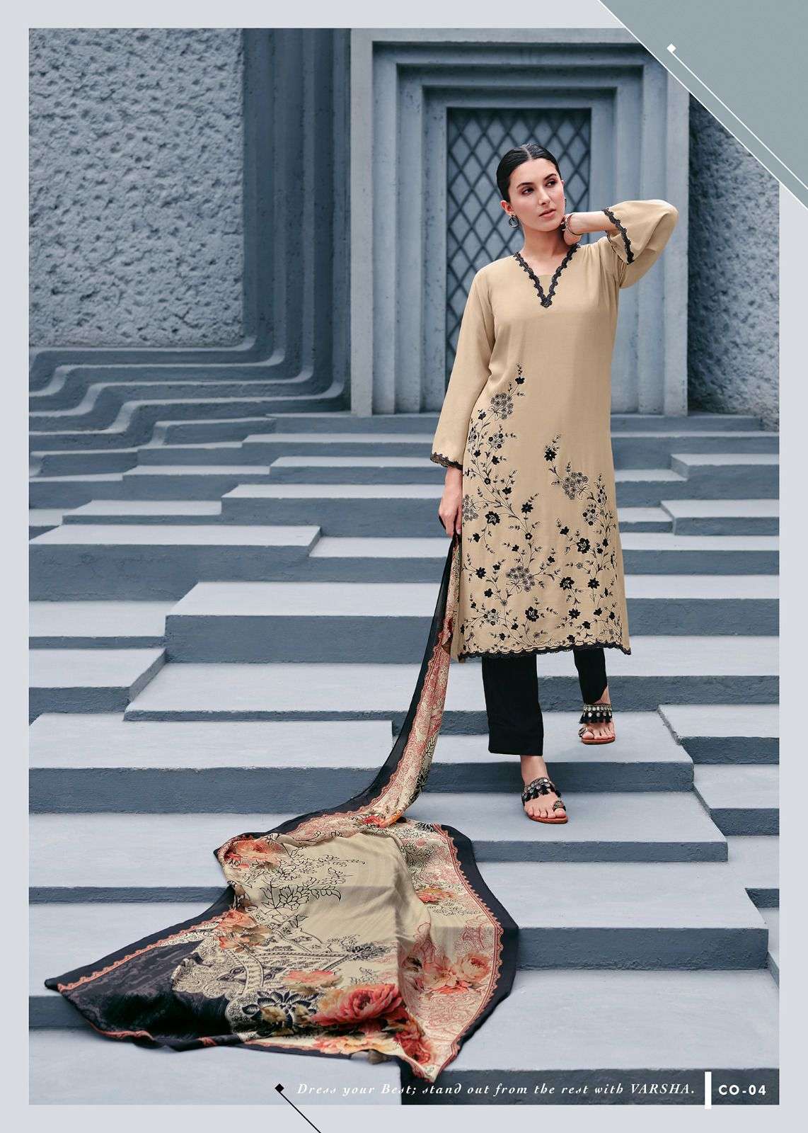 Varsha Fashion Chroma Viscose Muslin Embroidered Salwar Suit Set