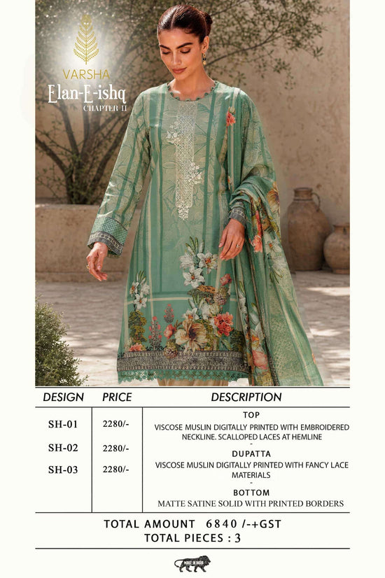 Varsha Elan E Ishq Chapter 2 Viscose Muslin Dress Material