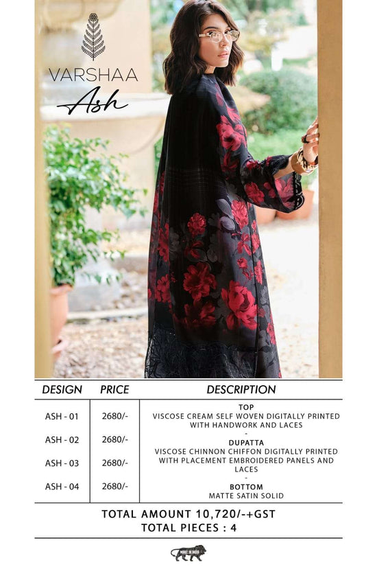 Varsha Fashion Ash Viscose Digital Print Dress Material - Amrah Wholesale