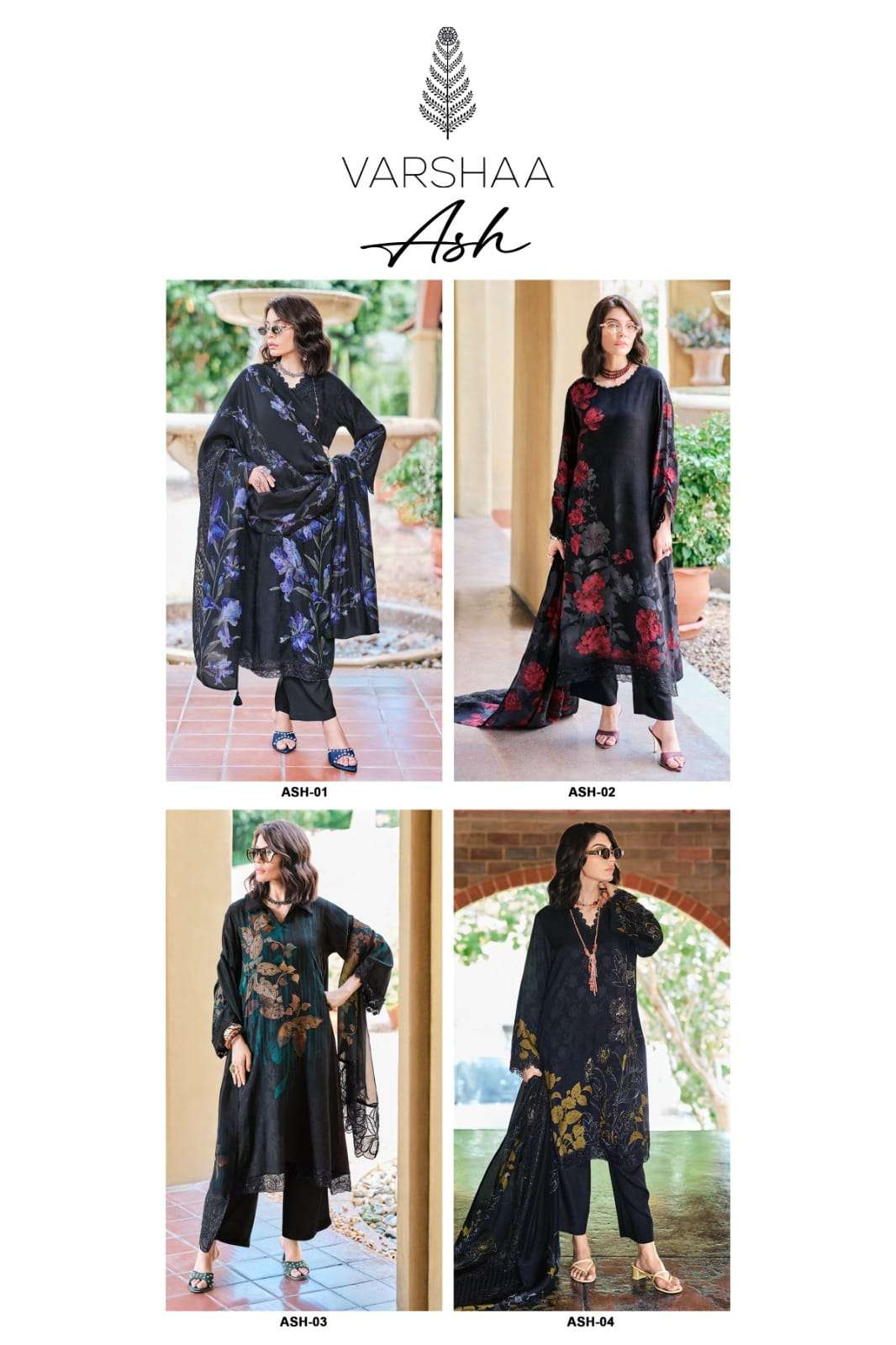 Varsha Fashion Ash Viscose Digital Print Dress Material - Amrah Wholesale