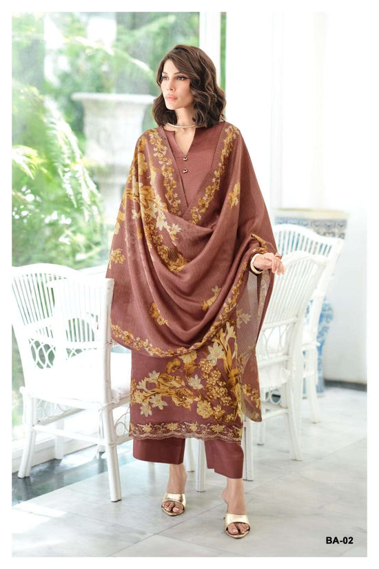 Varsha Fashion Botanical Archive Gajji Shimmer Satin Dress Material - Amrah Wholesale
