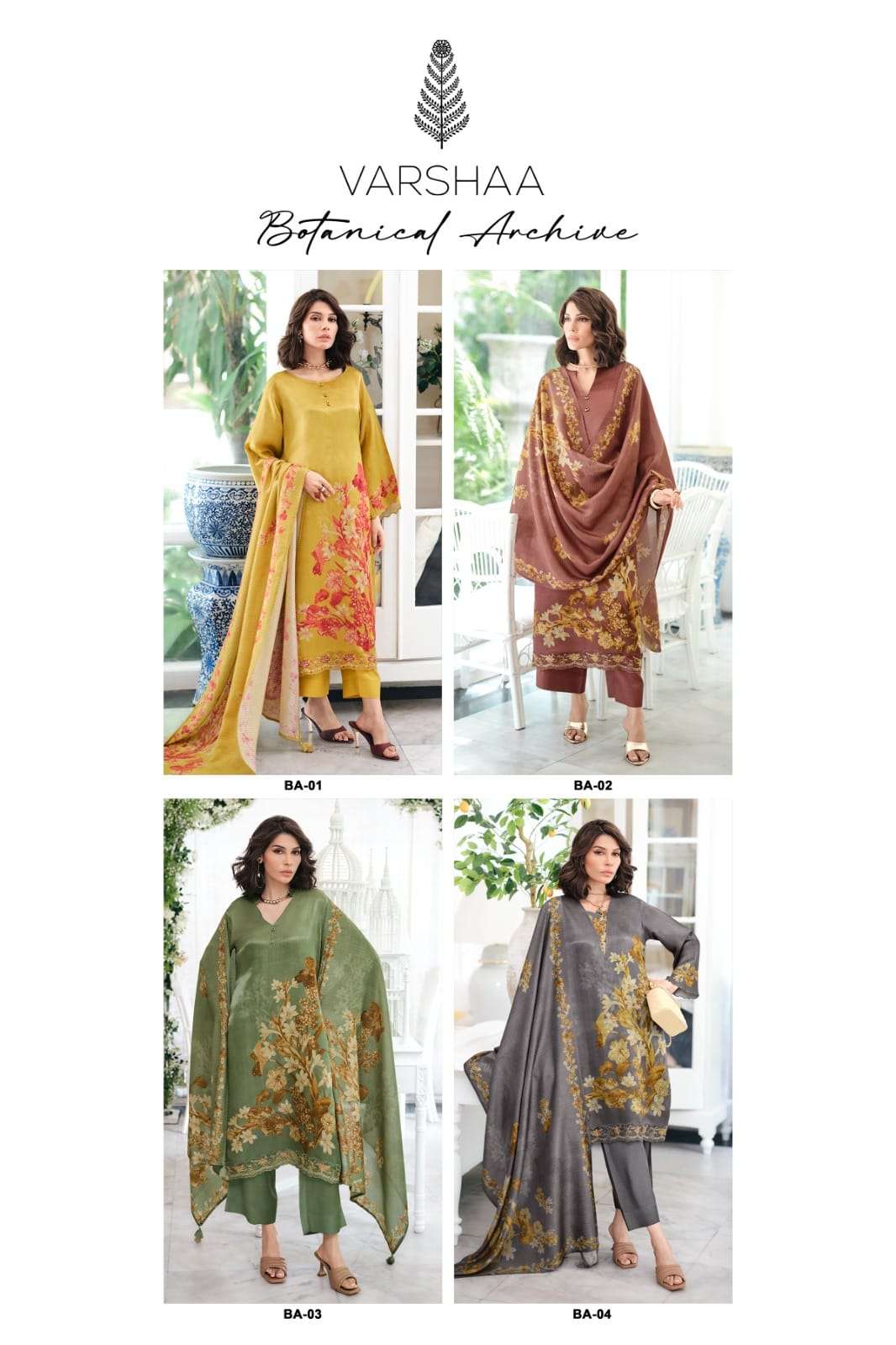 Varsha Fashion Botanical Archive Gajji Shimmer Satin Dress Material - Amrah Wholesale
