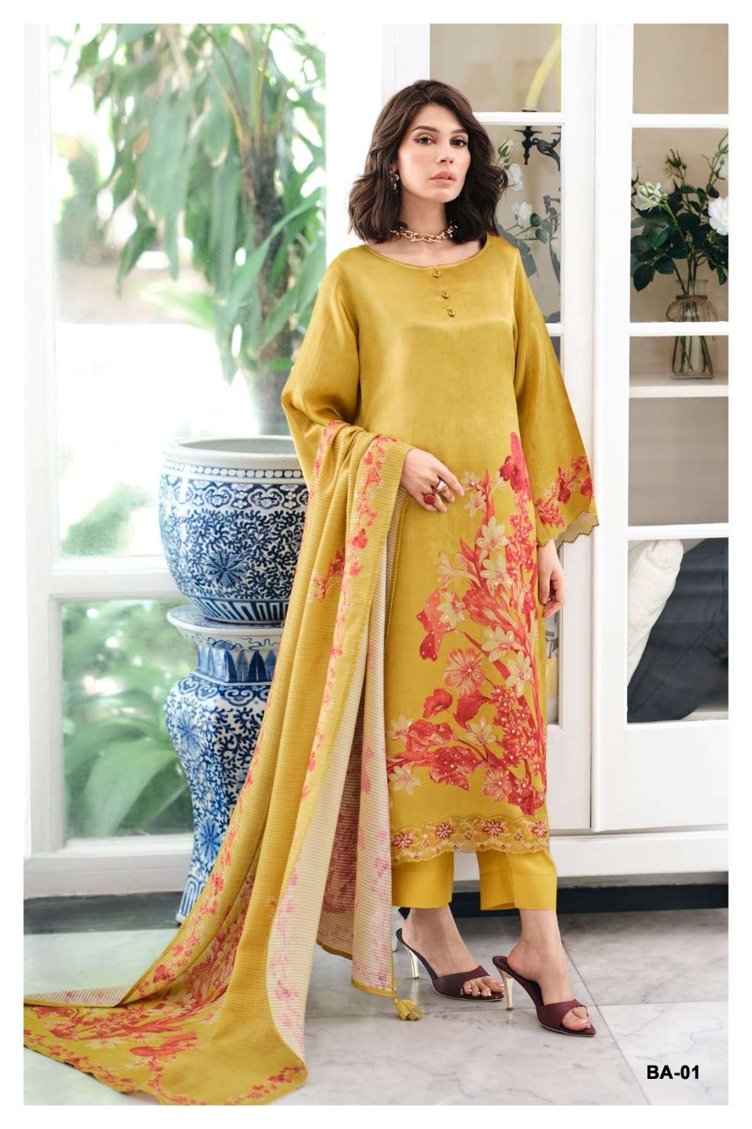 Varsha Fashion Botanical Archive Gajji Shimmer Satin Dress Material - Amrah Wholesale