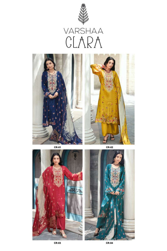 Varsha Fashion Clara Viscose Muslin Embroidered Salwar Suit Set Wholesale