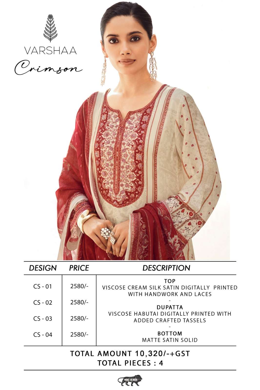 Varsha Fashion Crimson Premium Silk Satin Dress Material - Amrah Wholesale