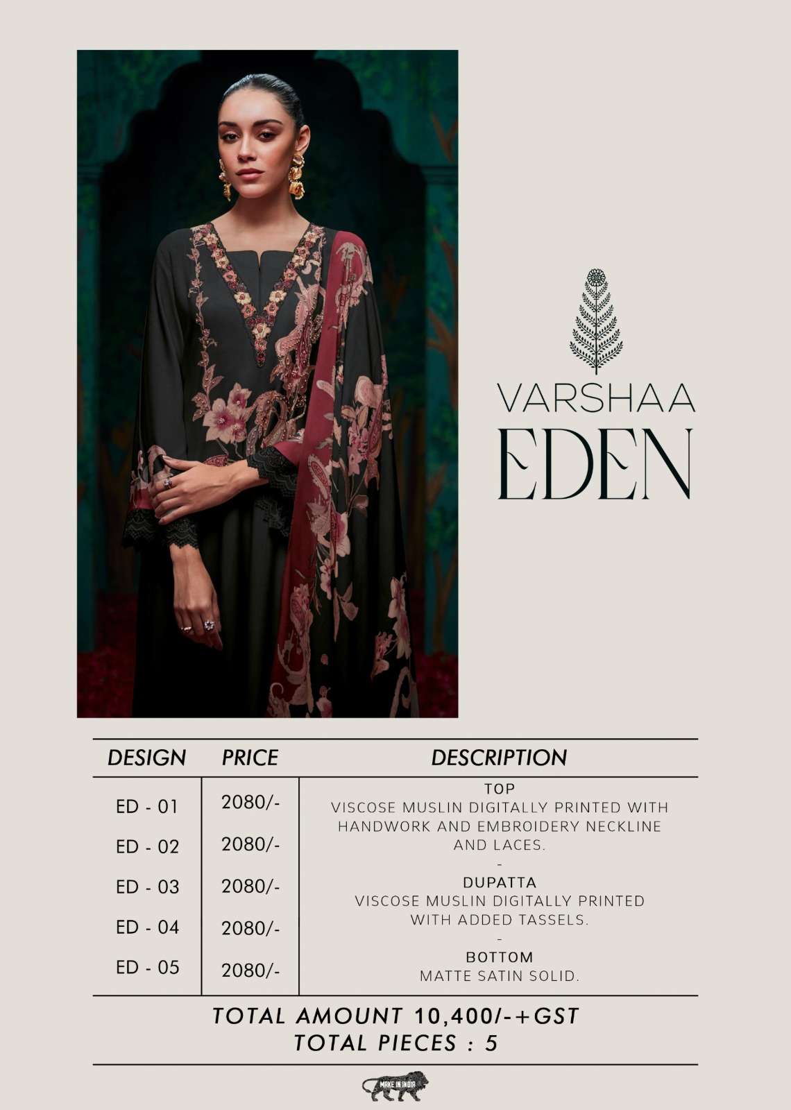 Varsha Fashion Eden Viscose Muslin Dress Material - Amrah Wholesale