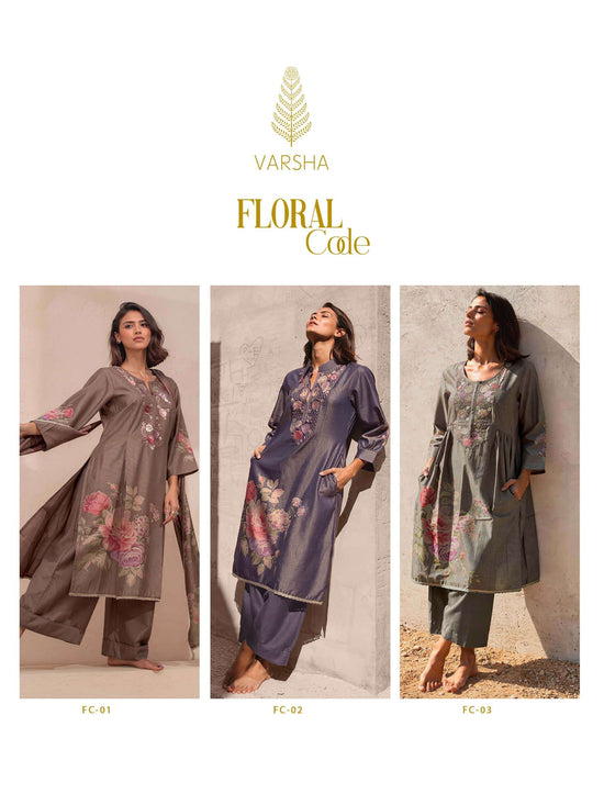 Varsha Fashion Floral Code Viscose Shimmer Dress Material