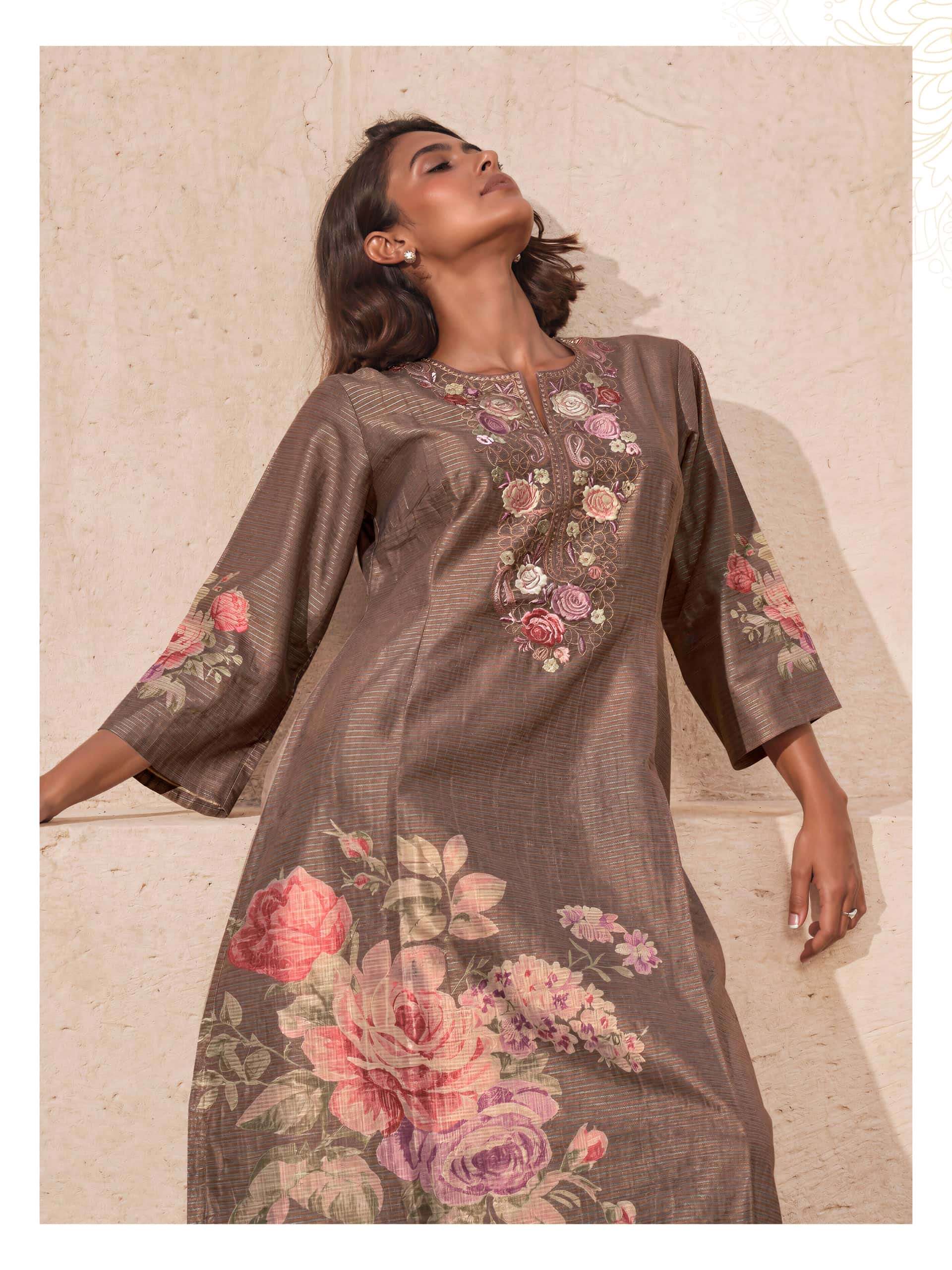Varsha Fashion Floral Code Viscose Shimmer Dress Material