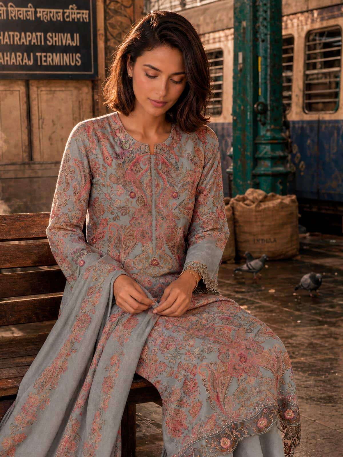 Varsha Fashion Garden Of Paradise Pashmina Embroidered Dress Material