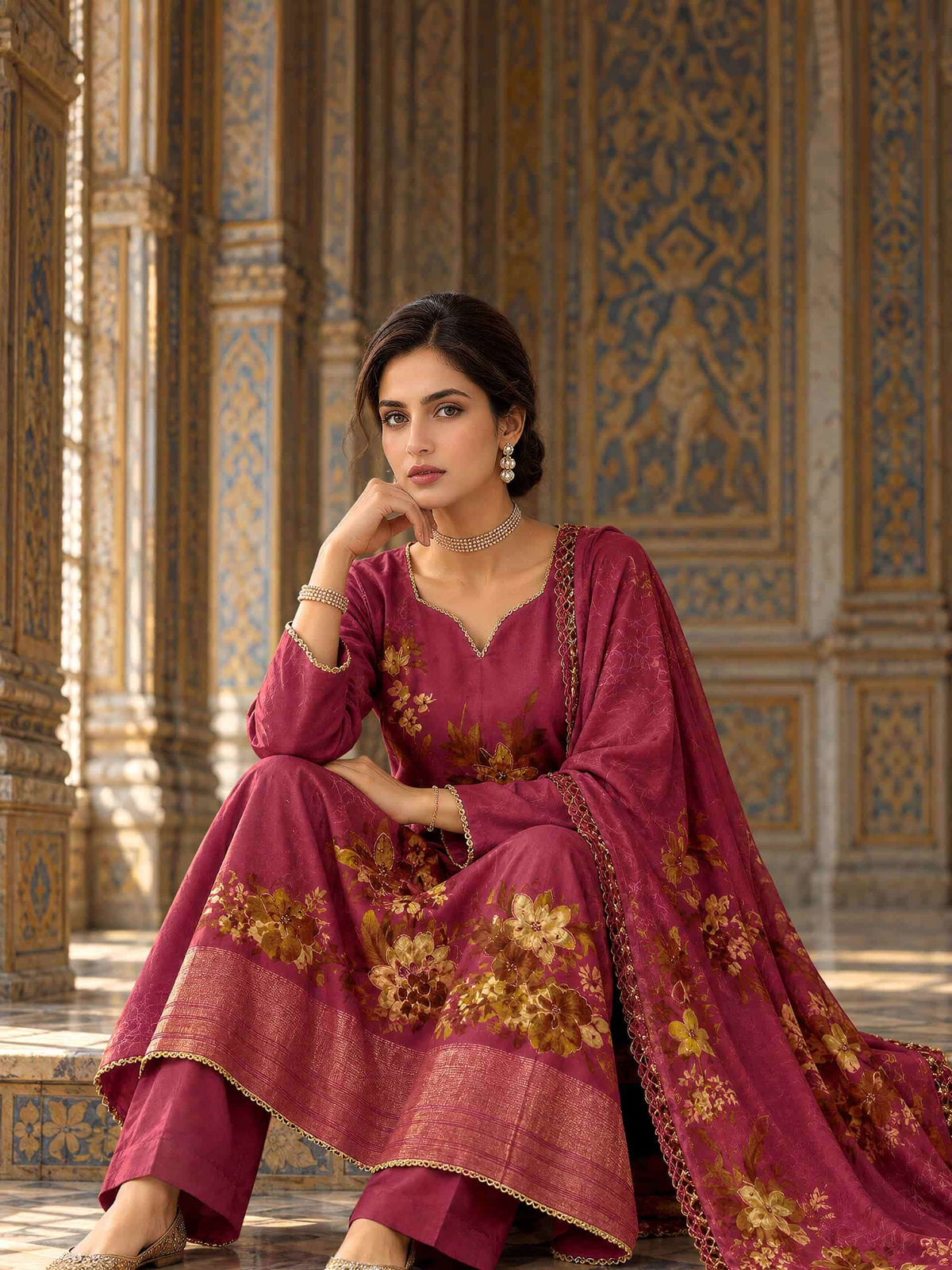 Varsha Fashion Handloom Threads Viscose Pashmina Dress Material