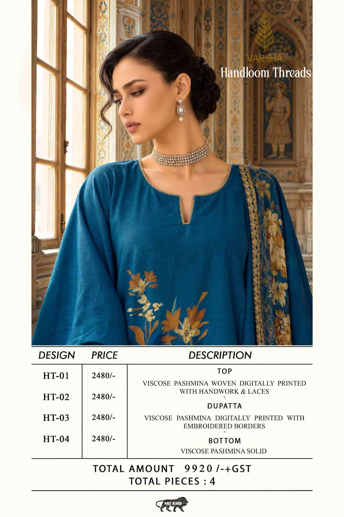 Varsha Fashion Handloom Threads Viscose Pashmina Dress Material
