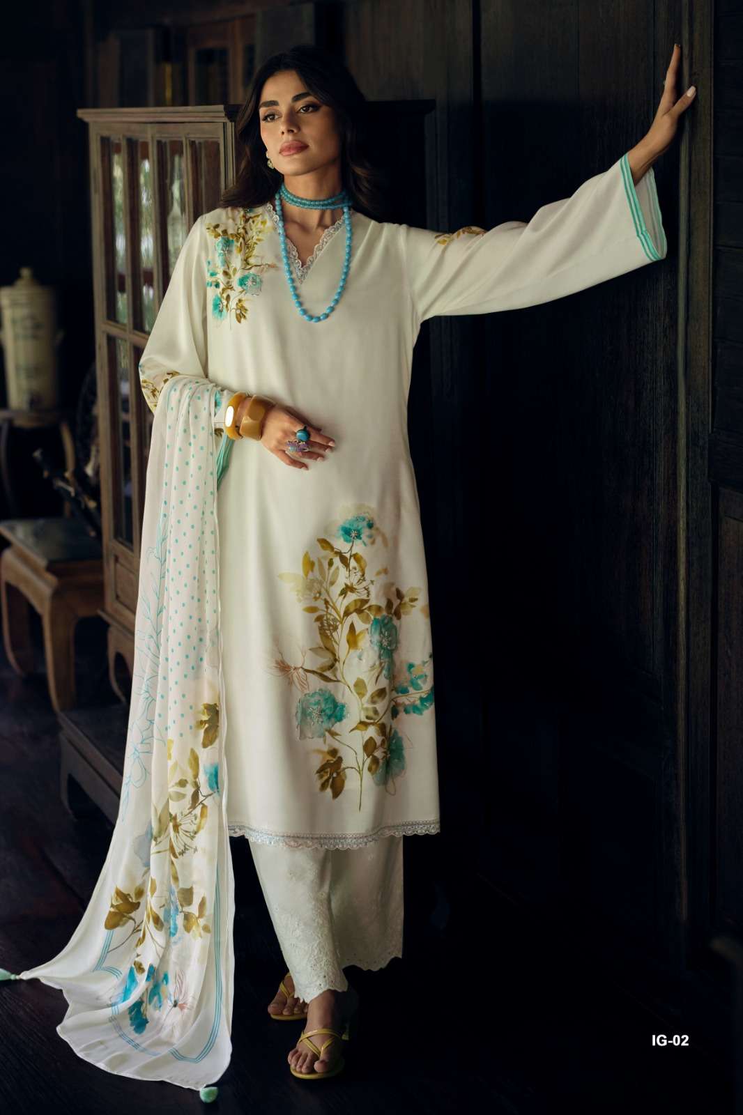 Varsha Fashion Ivory Gold Dress Material Wholesale Catalogue - Amrah Wholesale