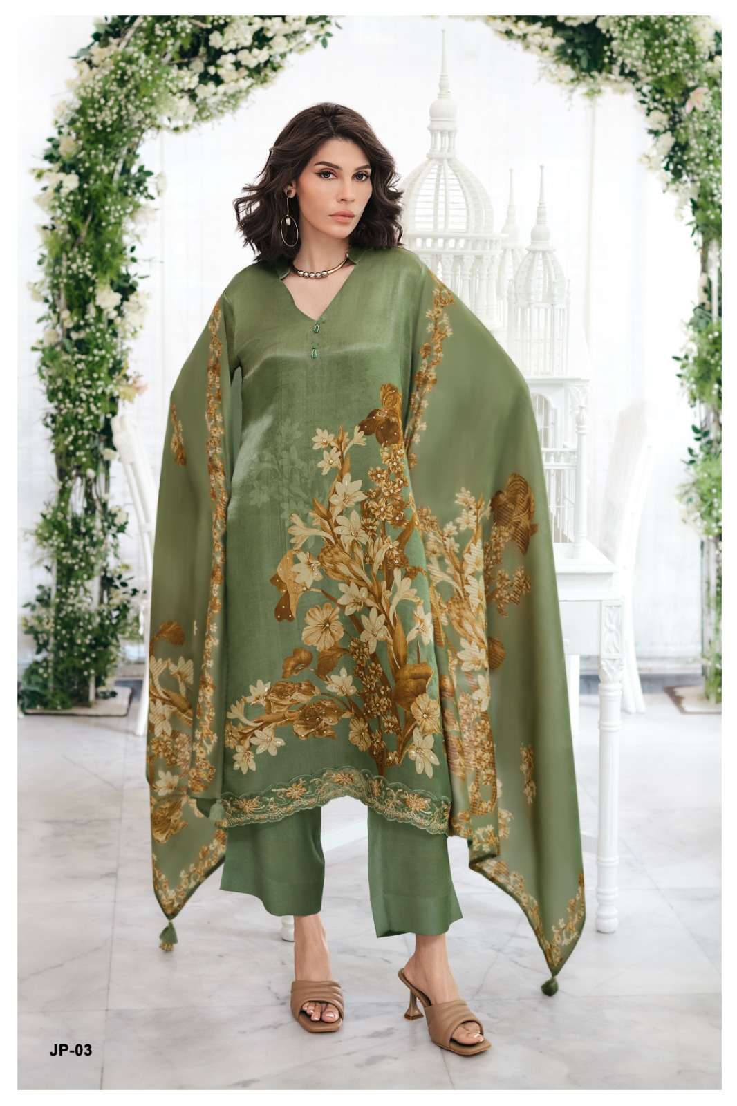 Varsha Fashion Just Like Poetry Pashmina Satin Dress Material