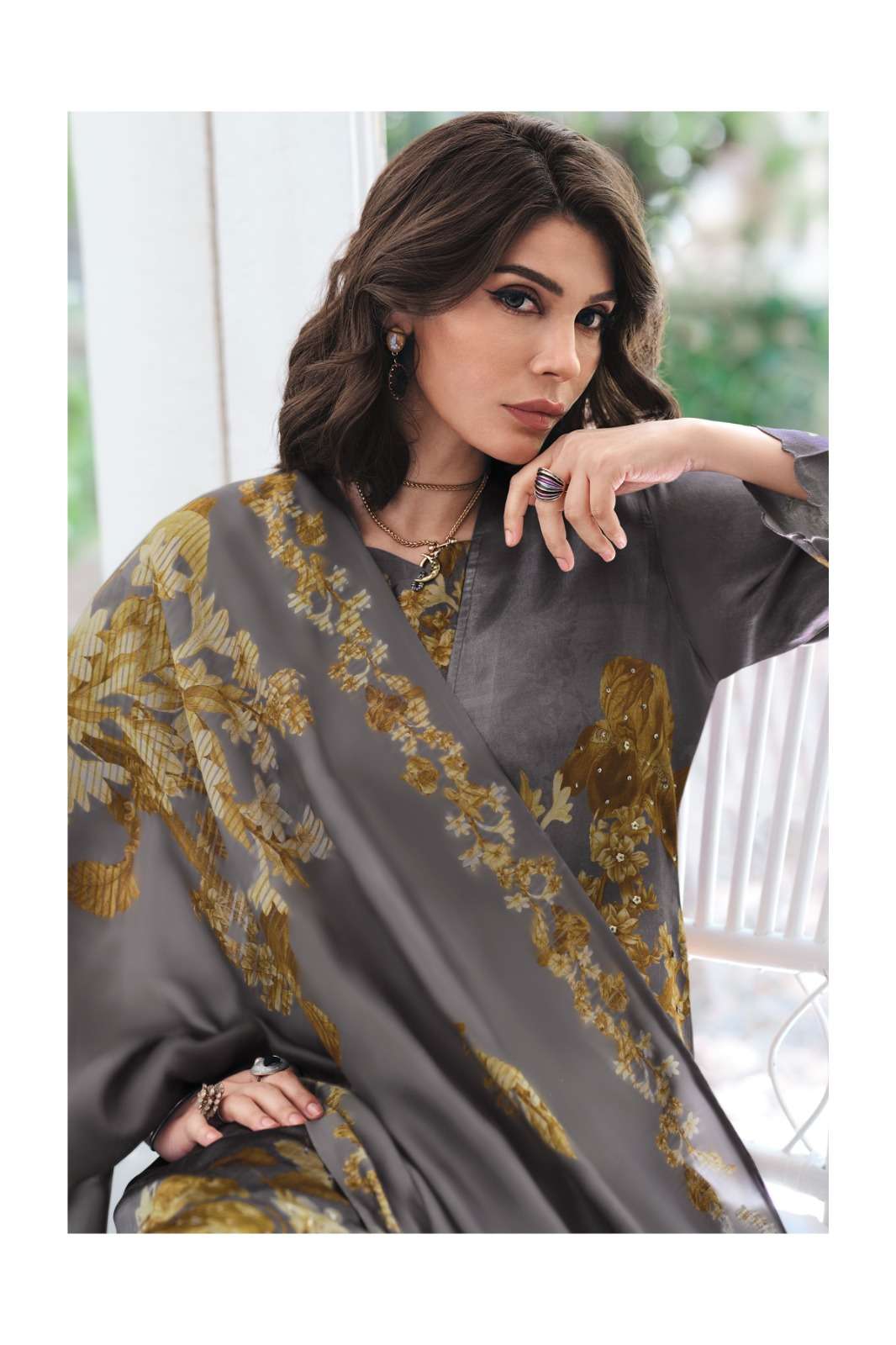 Varsha Fashion Just Like Poetry Pashmina Satin Dress Material