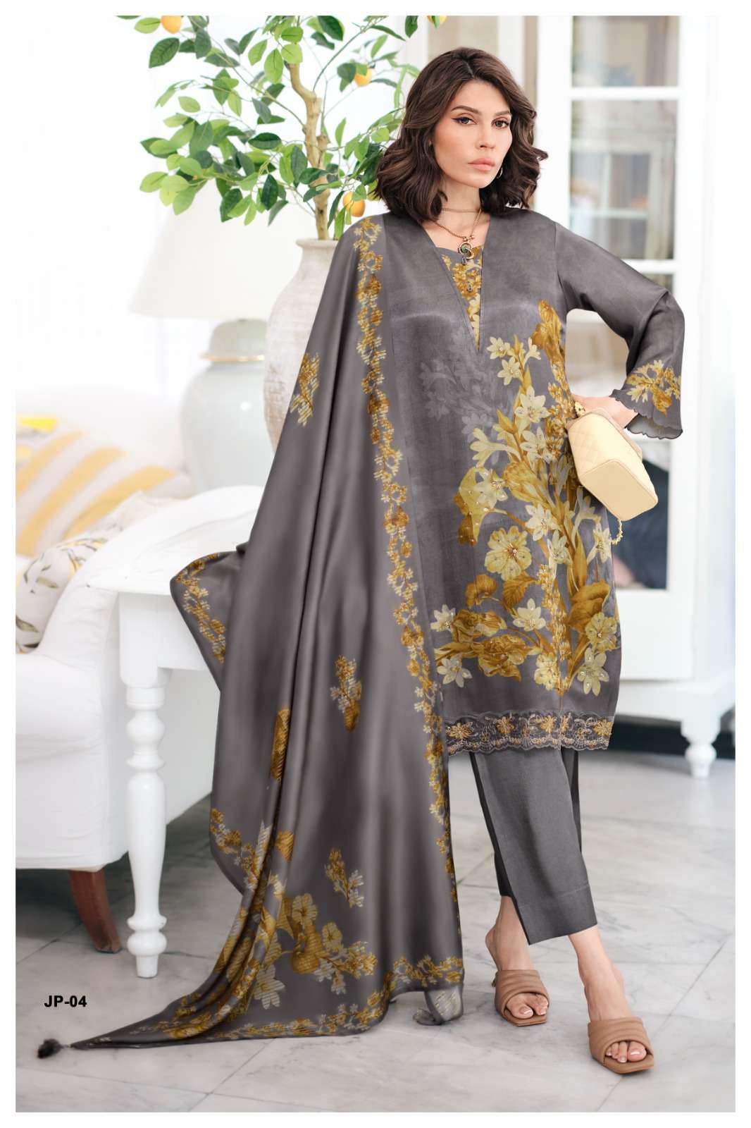 Varsha Fashion Just Like Poetry Pashmina Satin Dress Material