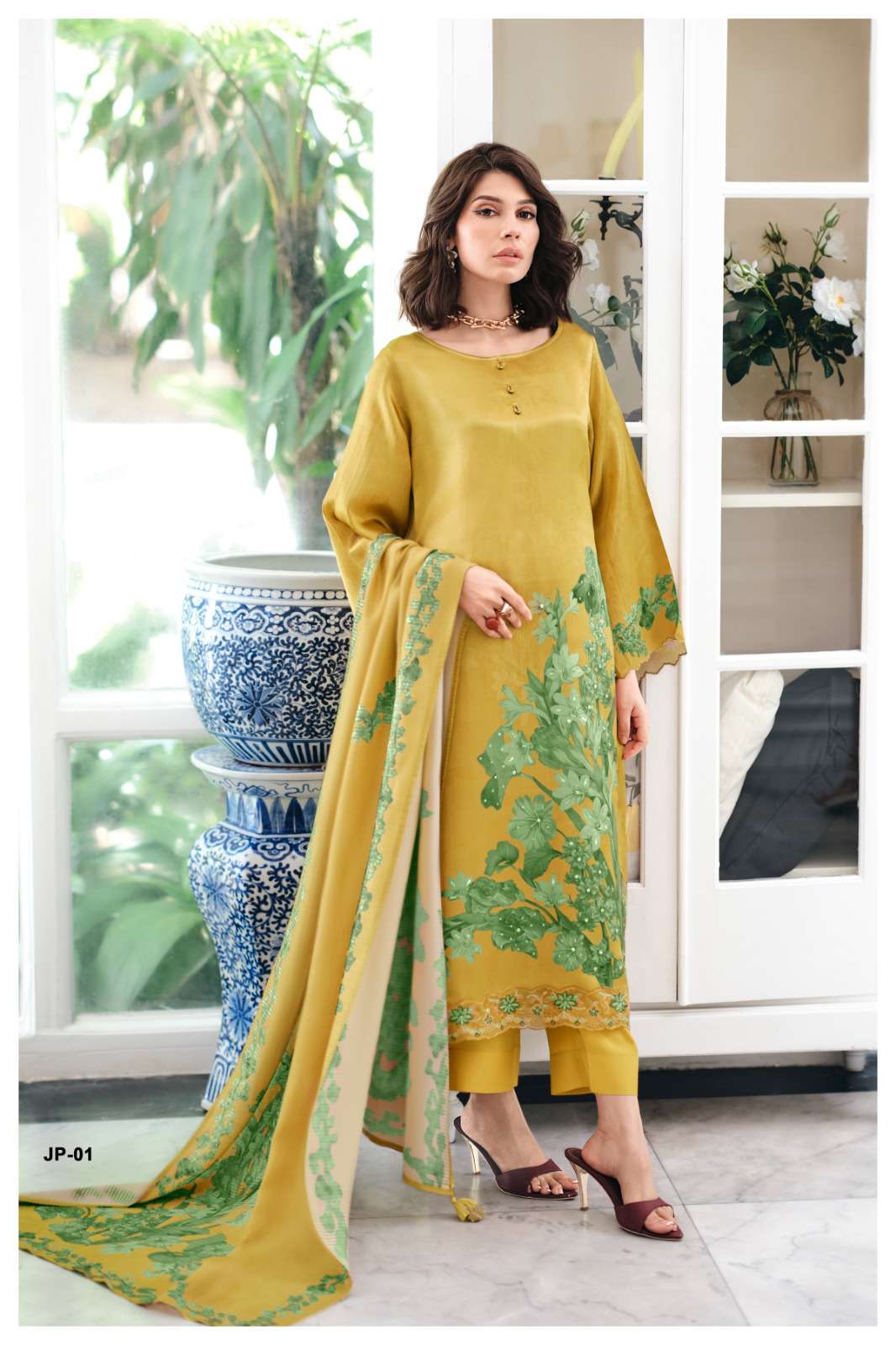 Varsha Fashion Just Like Poetry Pashmina Satin Dress Material