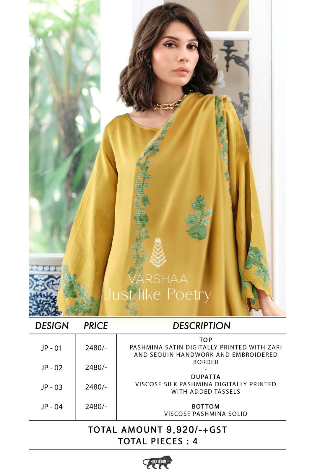 Varsha Fashion Just Like Poetry Pashmina Satin Dress Material