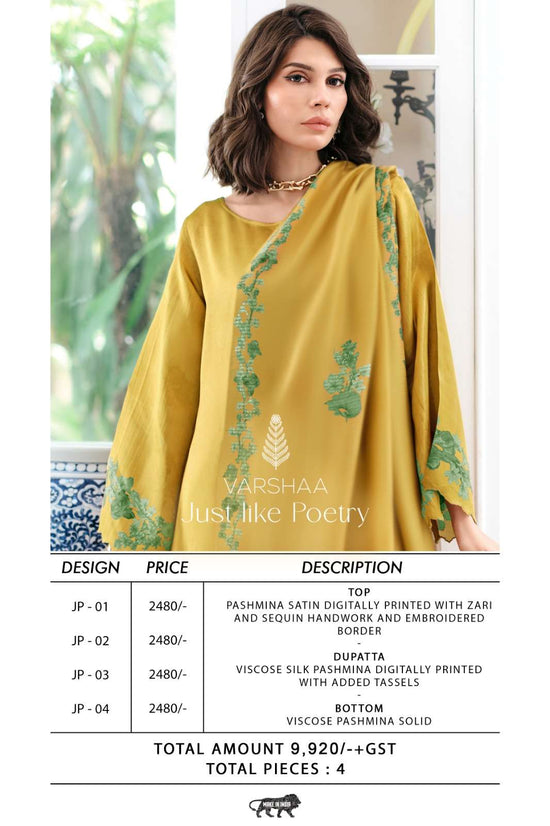 Varsha Fashion Just Like Poetry Pashmina Satin Dress Material