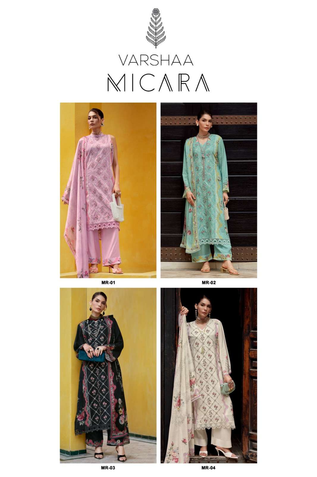 Varsha Fashion Micara Viscose Muslin Embroidered Dress Material Wholesale