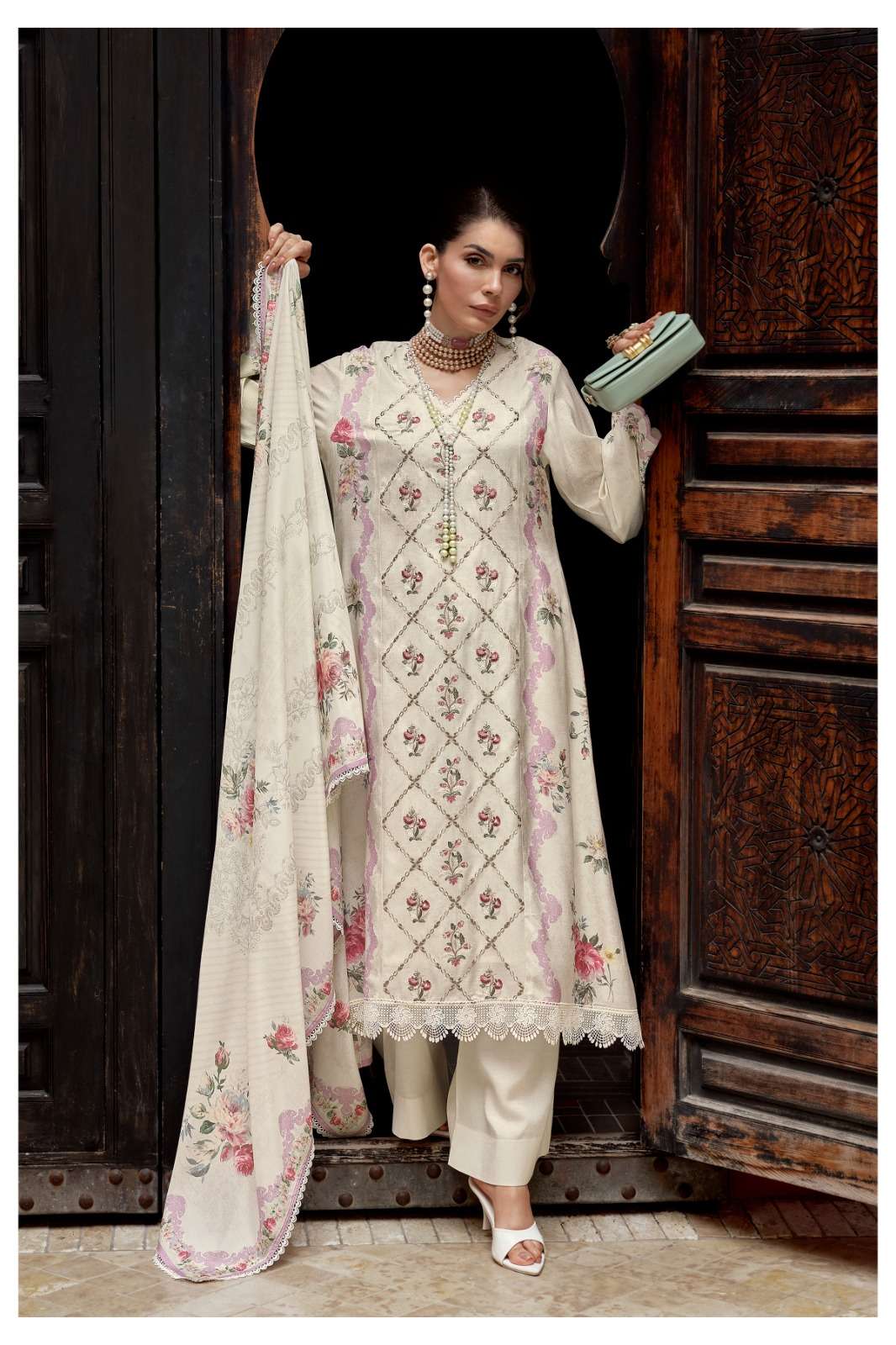 Varsha Fashion Micara Viscose Muslin Embroidered Dress Material Wholesale