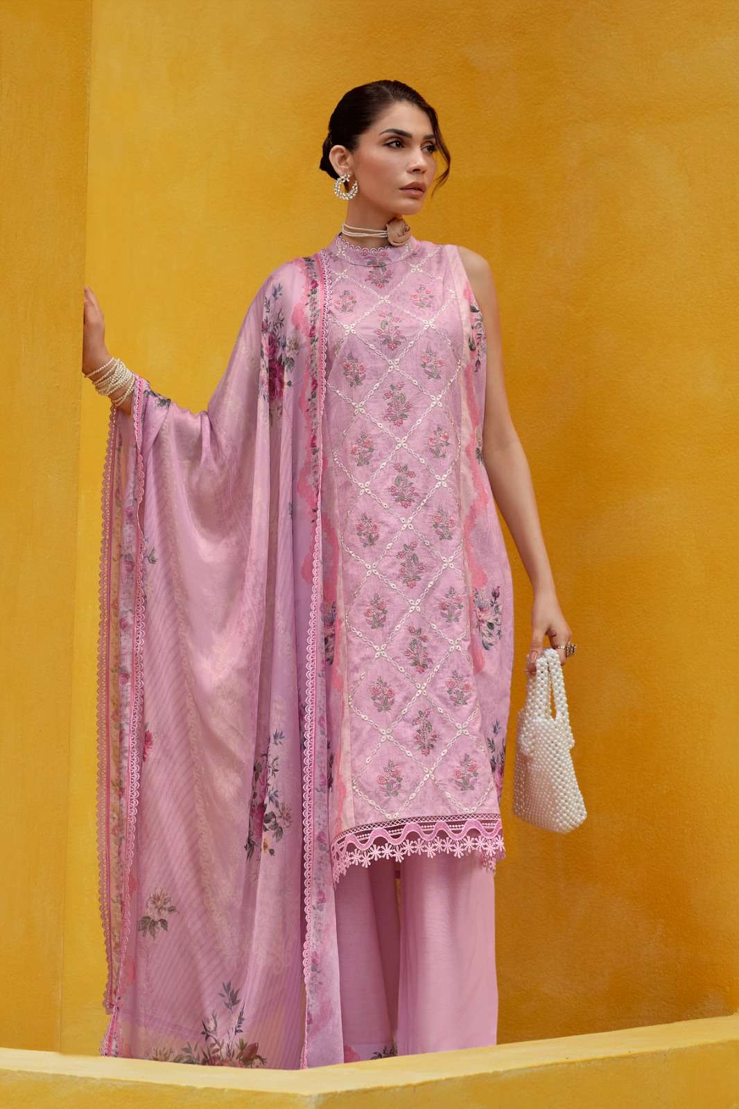 Varsha Fashion Micara Viscose Muslin Embroidered Dress Material Wholesale