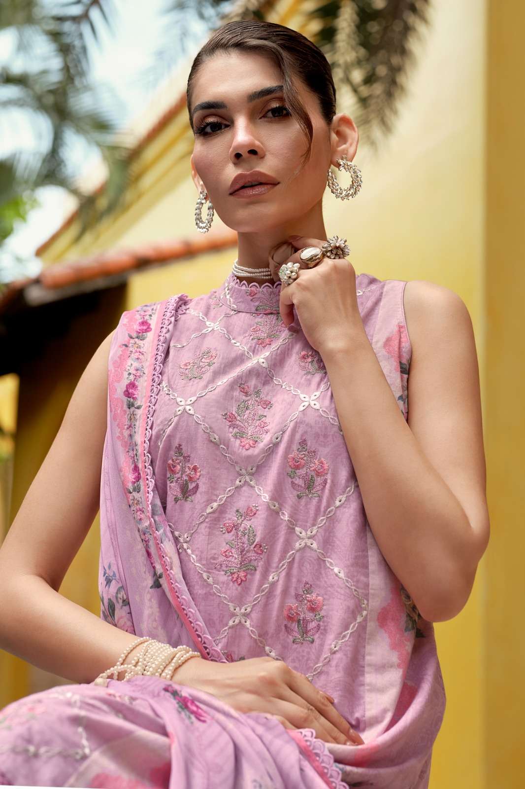 Varsha Fashion Micara Viscose Muslin Embroidered Dress Material Wholesale