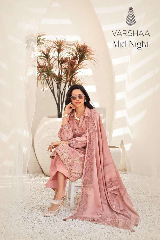 Varsha Fashion Mid Night Cotton Linen Dress Material - Amrah Wholesale
