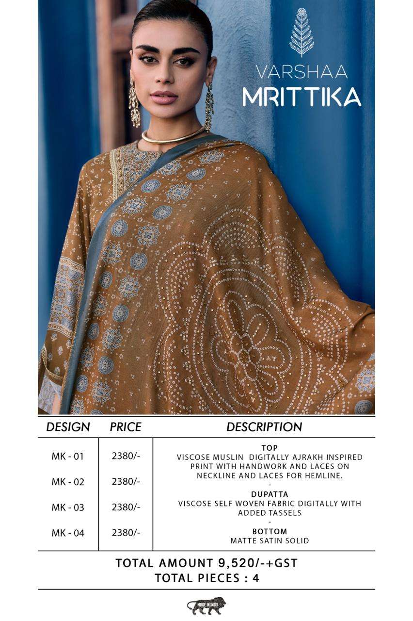 Varsha Fashion Mrittika Viscose Muslin Dress Material - Amrah Wholesale