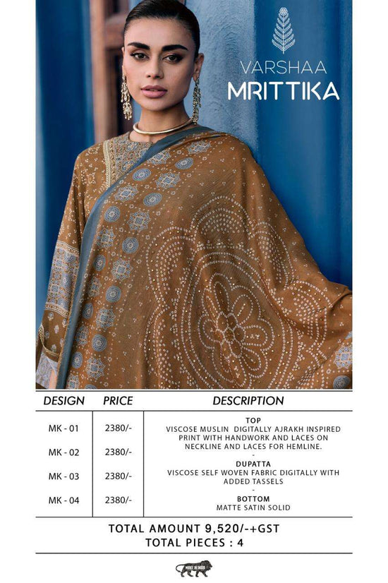 Varsha Fashion Mrittika Viscose Muslin Dress Material - Amrah Wholesale