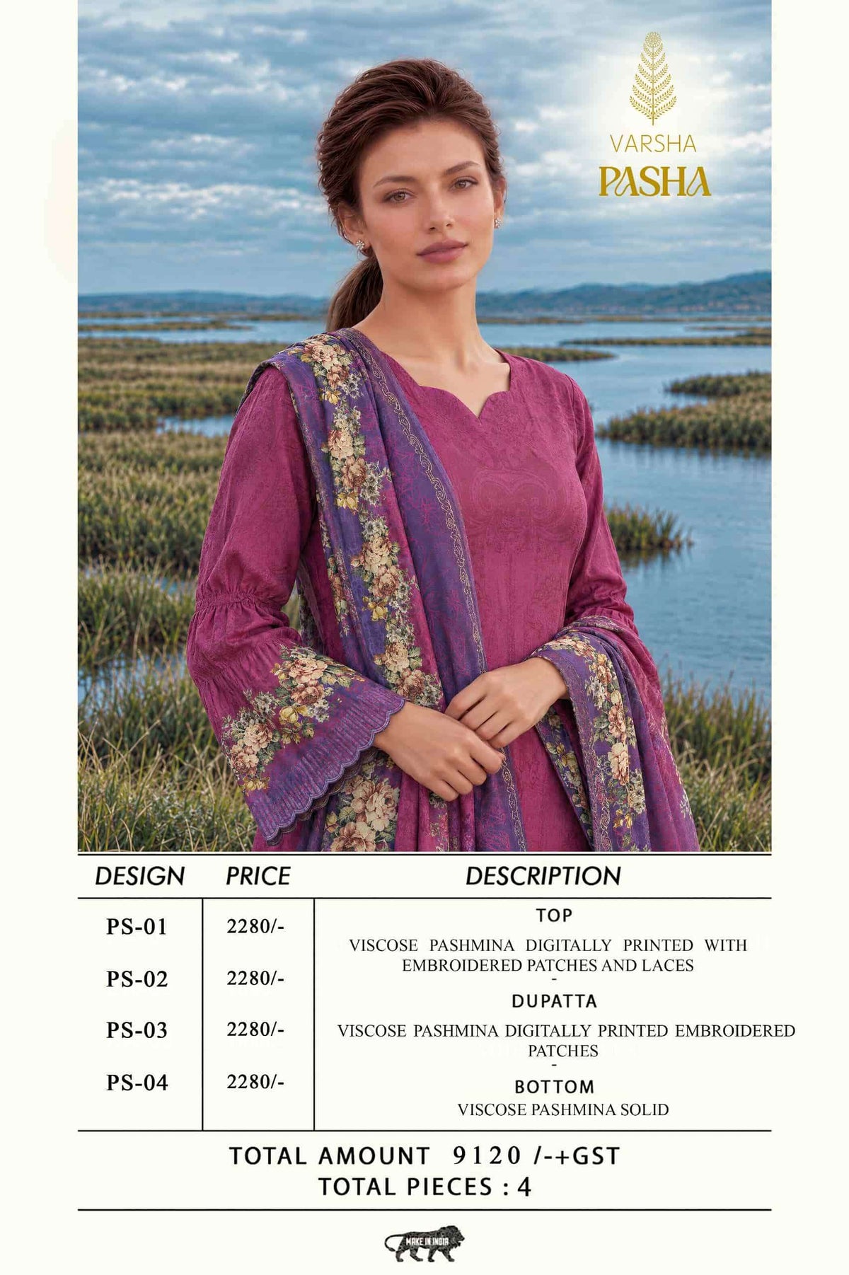 Varsha Fashion Pasha Viscose Pashmina Digital Printed Pakistani Suit