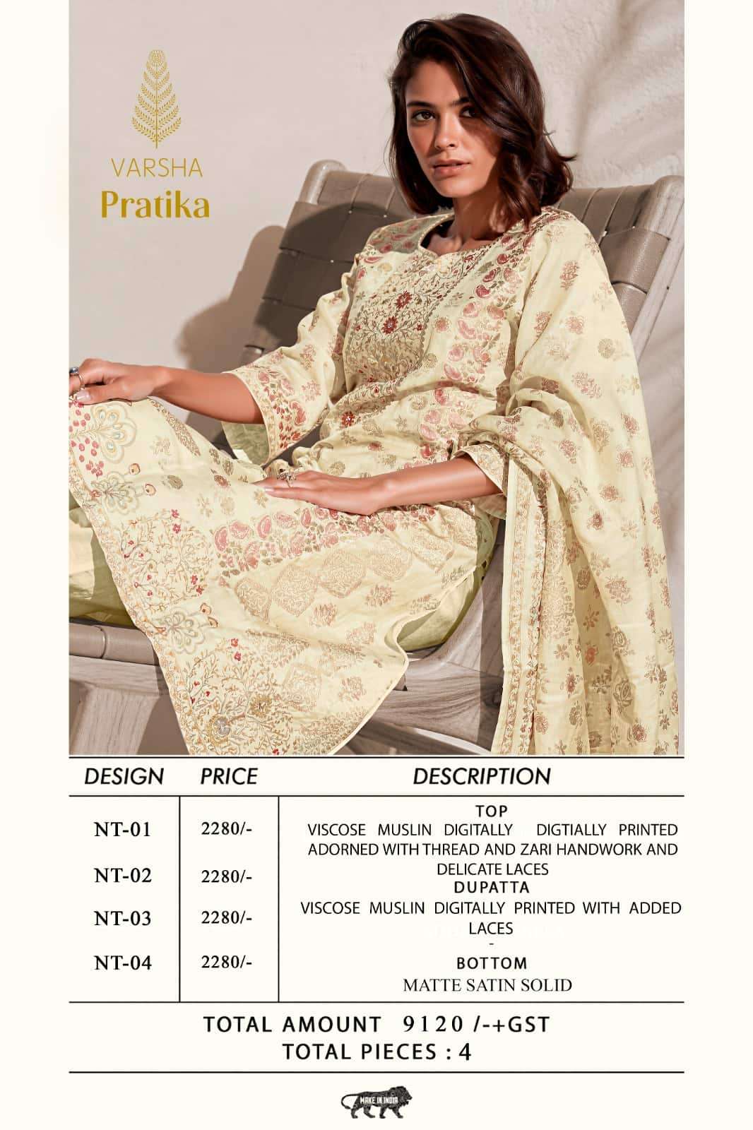 Varsha Fashion Pratika Viscose Muslin Designer Dress Material - Amrah Wholesale