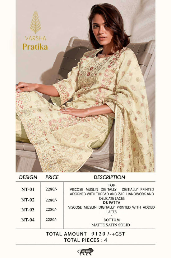 Varsha Fashion Pratika Viscose Muslin Designer Dress Material - Amrah Wholesale