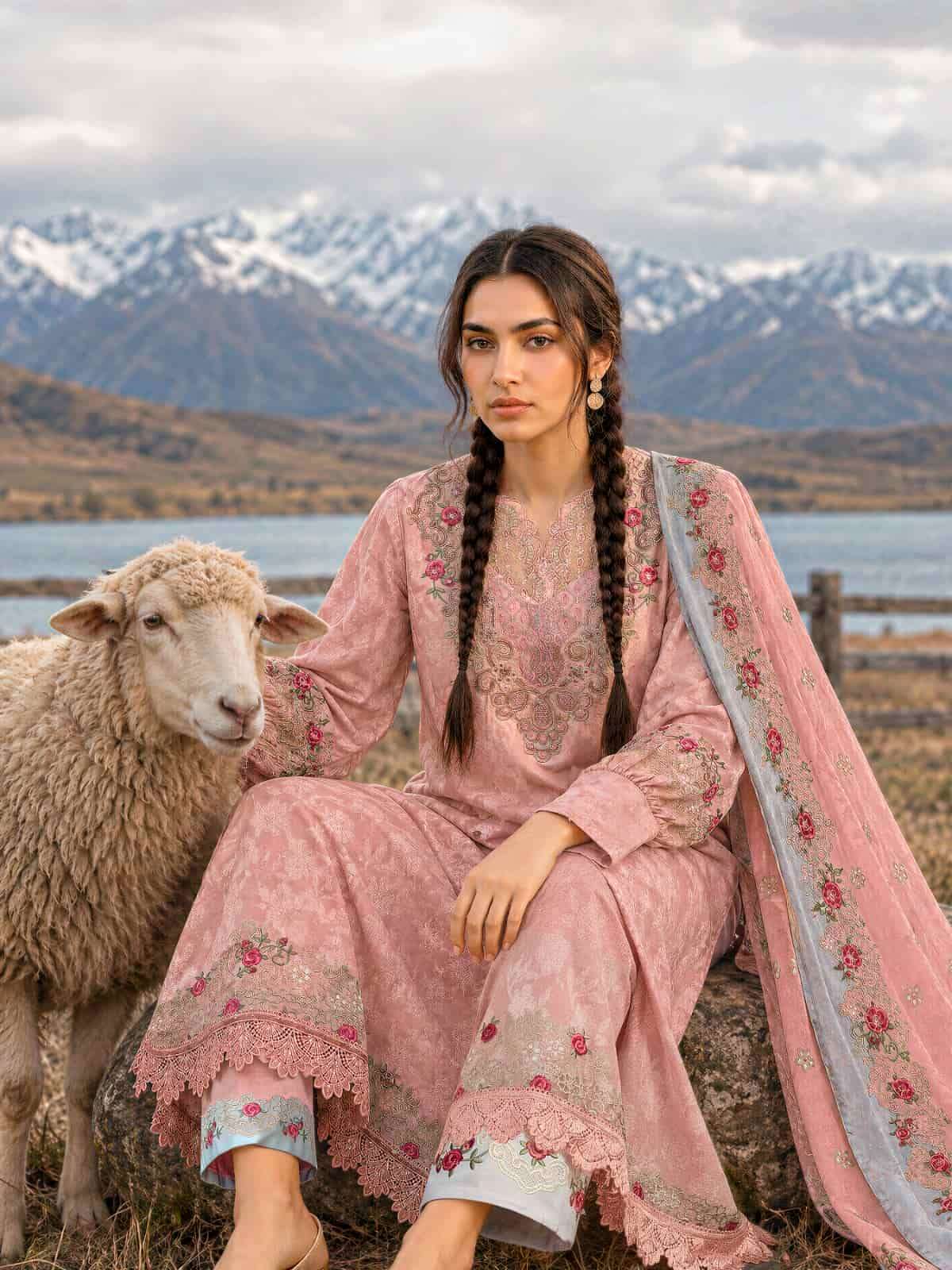 Varsha Fashion Regalia Viscose Rose Silk Self Jacquard Dress Material