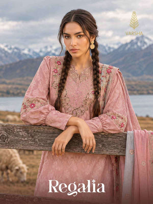 Varsha Fashion Regalia Viscose Rose Silk Self Jacquard Dress Material