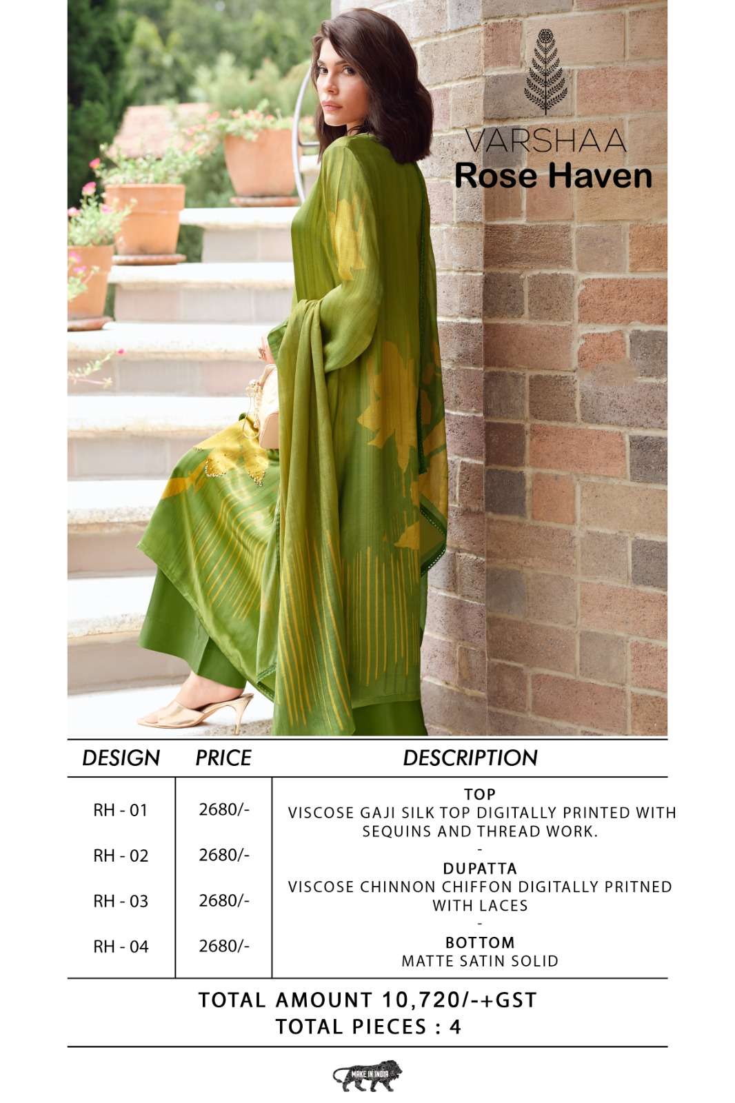 Varsha Fashion Rose Haven Viscose Gajji Silk Dress Material