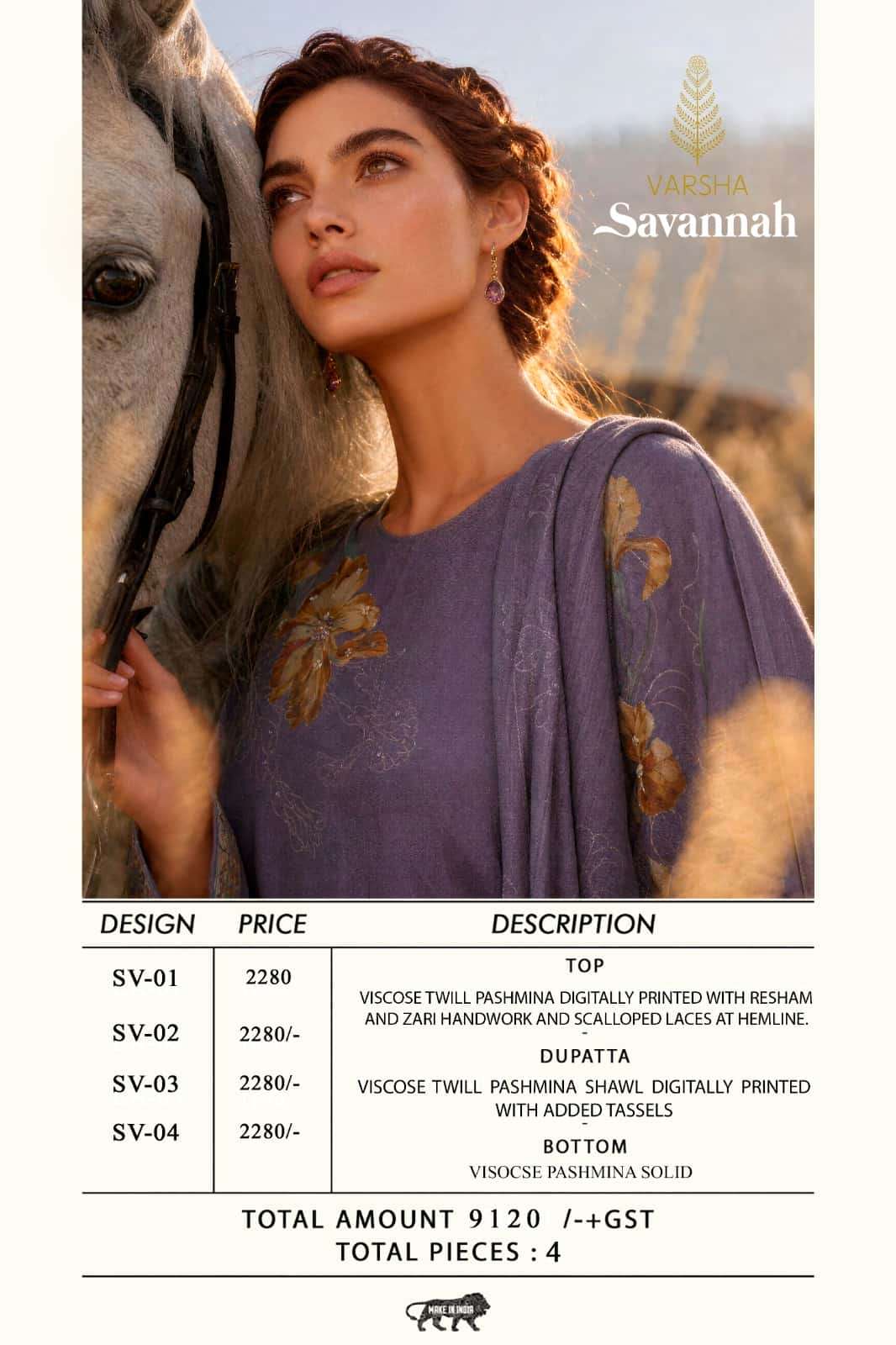 Varsha Fashion Savannah Viscose Twill Pashmina Dress Material