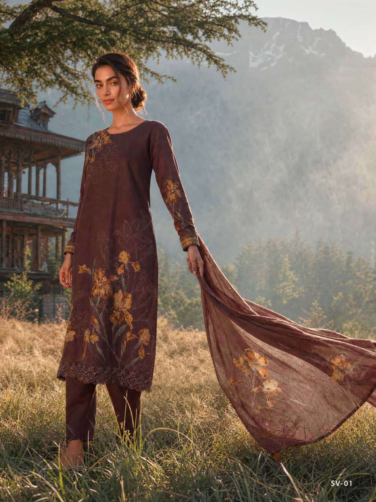 Varsha Fashion Savannah Viscose Twill Pashmina Dress Material