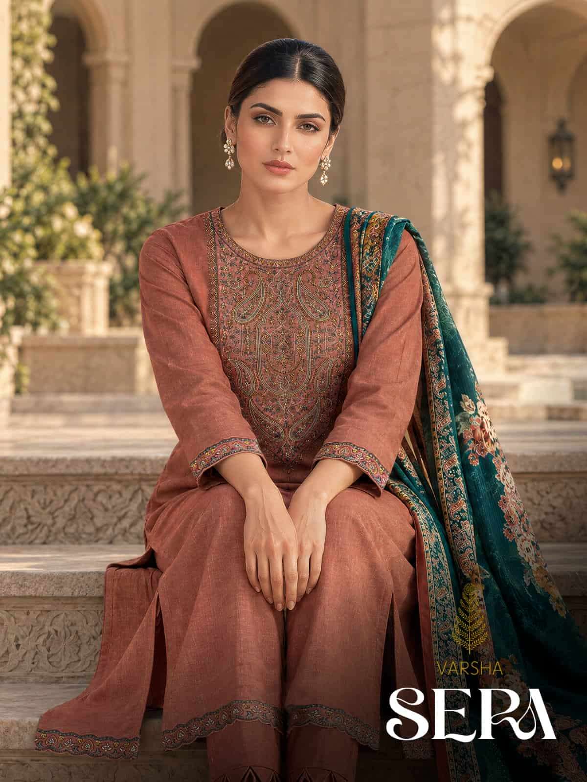 Varsha Fashion Sera Khadi Linen Pashmina Dress Material