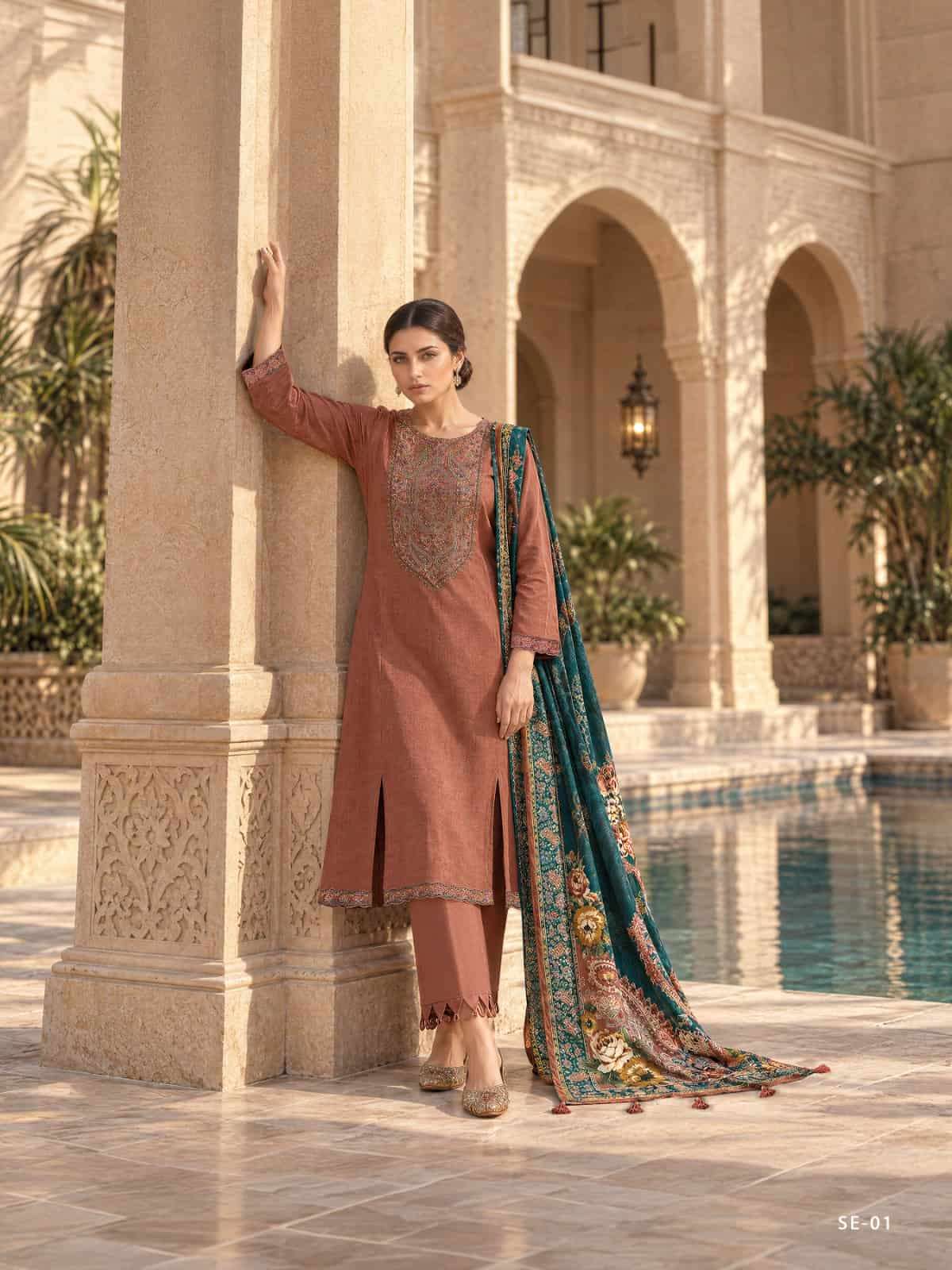 Varsha Fashion Sera Khadi Linen Pashmina Dress Material